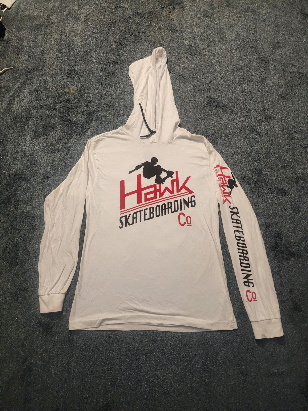 Tony Hawk Men’s White Hooded Long-Sleeve Tee
